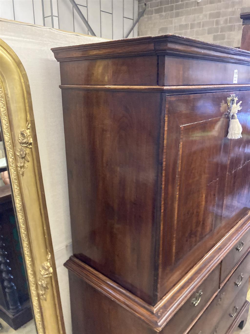 An 18th century walnut escritoire, width 108cm depth 49cm height 173cm